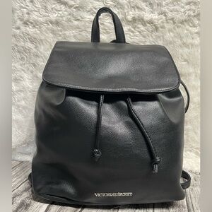 Victoria’s Secret Black Faux Leather Backpack Purse Bag LIKE NEW!